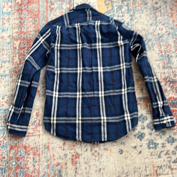 JCrew heavyweight flannel blue plaid button down two pockets - Picture 5 of 5